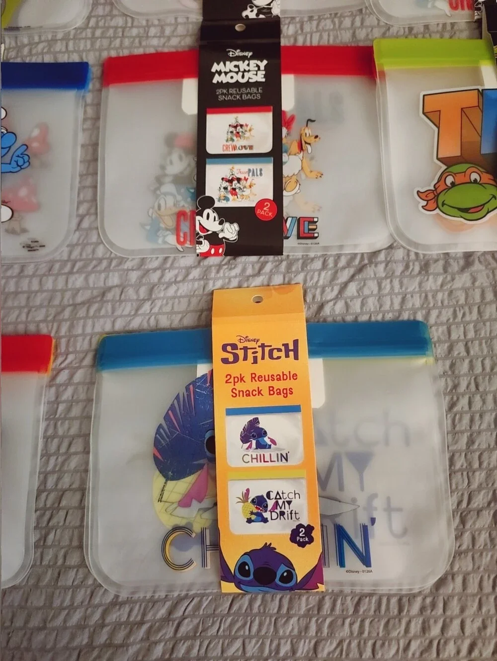 Disney Stitch Blue 2-Pack Reusable Snack Bags